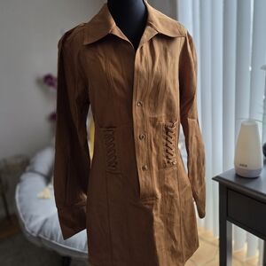 A.L.C. Tan Paisley Long Sleeve Dress
